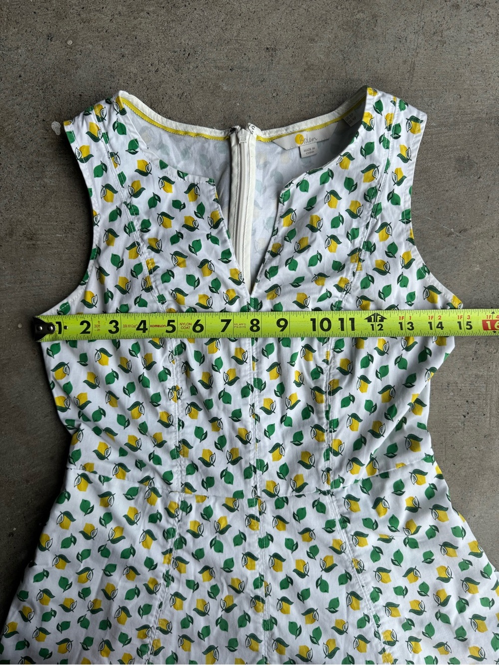 Boden Lemon Print A Line Sun Dress 4 Stretch Cotton Cottagecore Coastal Whimsy - Picture 12 of 14